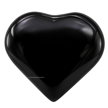 Amazing Gemstone Black Obsidian Stone Heart - Pack of 2 Crystal Heart Stones Rocks - Corazones De Piedra Crystals and Healing Stones Heart Shaped Crystal - Stocking Stuffers Gifts