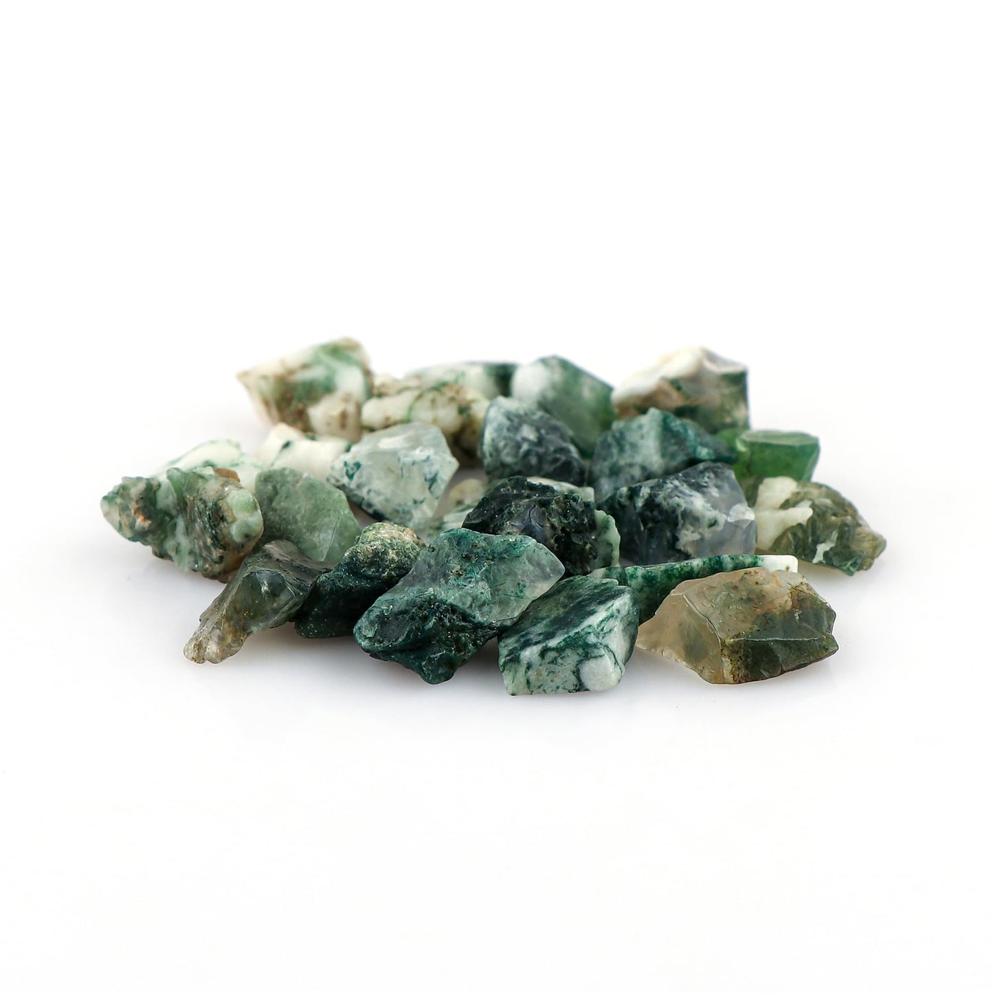 CRYSTALIS 100cts Natural Moss-Agate Polished Raw Crystals, Loose Gemstone Wholesale Bulk Rough Jewelry Making Supply, Chakra And Healing Raw Stones, Wire Wrapping, DIY, Tumbling, Gem Collection