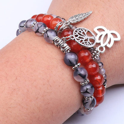UEUC Tree of Life Yoga Healing Stone Bracelets, Multilayer Lotus Chakra Stone Reiki Bracelet Sets, Anxiety Crystal Natural Stone,for Women Stress Relief(#68)