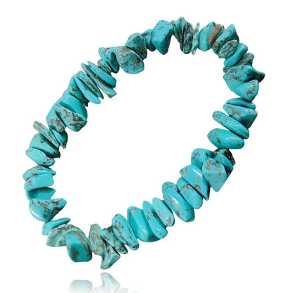 VDKIDKT Natural Raw Gemstone Bracelets, Natural Crystal Chip Bead Bracelet, Healing Stone Beaded Bracelets for Women Men Girls Gifts (Turquoise)