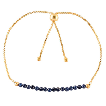 InfinityGemsArt Sapphire Bracelets For Women, September Birthstone Jewelry, Blue Beads Beaded Stone Bolo Slider Crystals and Healing Stone, 14K Gold Plated Adjustable Chain, Valentines Day Gifts For Her