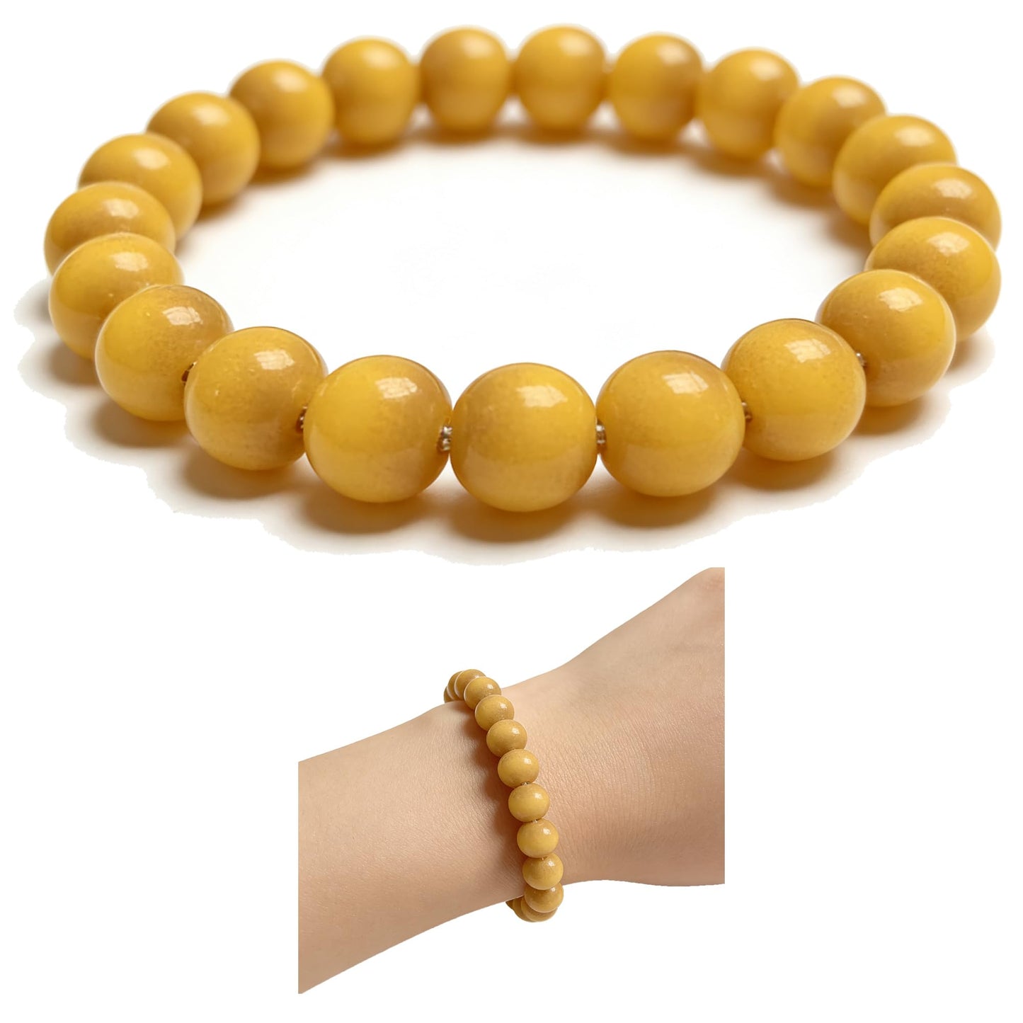 Cryhand Female 8mm Beaded Bracelets For Women Simulated Golden Tigers eye Bracelet for Men Handmade Lucky Money Stretchy Crystal Bracelets Best Gifts