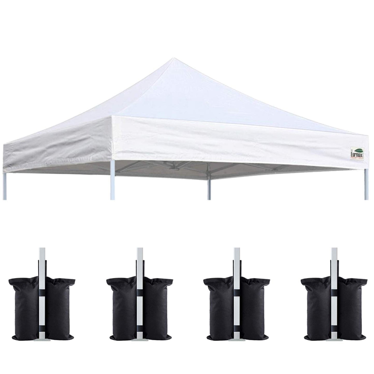 Eurmax USA 10x10 Pop Up Canopy Replacement Top,Universal Instant Canopy Cover ONLY,Heavy Duty UPF 50+ UV Protection,Water & Wind Resistant Tarp,30+ Colors Available,Bonus 4 Sand Bags (White)