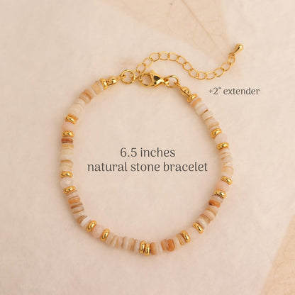 Frigotine Gold Gemstone Agate Beaded Bracelets for Women, Trendy Boho Handmade Crystal Natural Stone Seed Beads Chakra Bracelet Summer Beach Bohemian Jewelry Gift