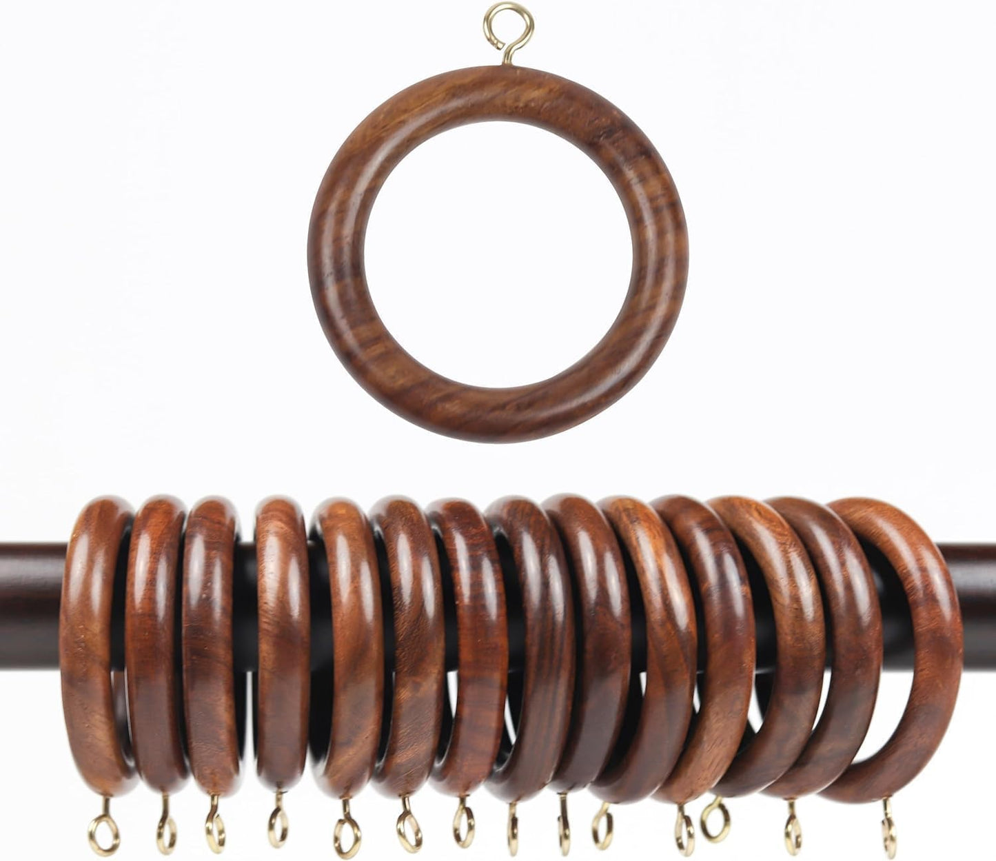 Handmade Classic Wooden Curtain Rings for Window and Door Decoration Wood Drapery Rod Rings for Home Decor-(50 Pcs, Inner Dia : 2.5)