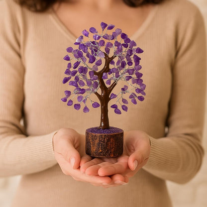 ANAYA AGATE Amethyst Crystal Tree of Life - Handmade Healing Bonsai Purple Tree for Home & Office Decor, Positive Energy & Good Luck, Ideal for Christmas Decor & Birthday Gifts for Women, Men