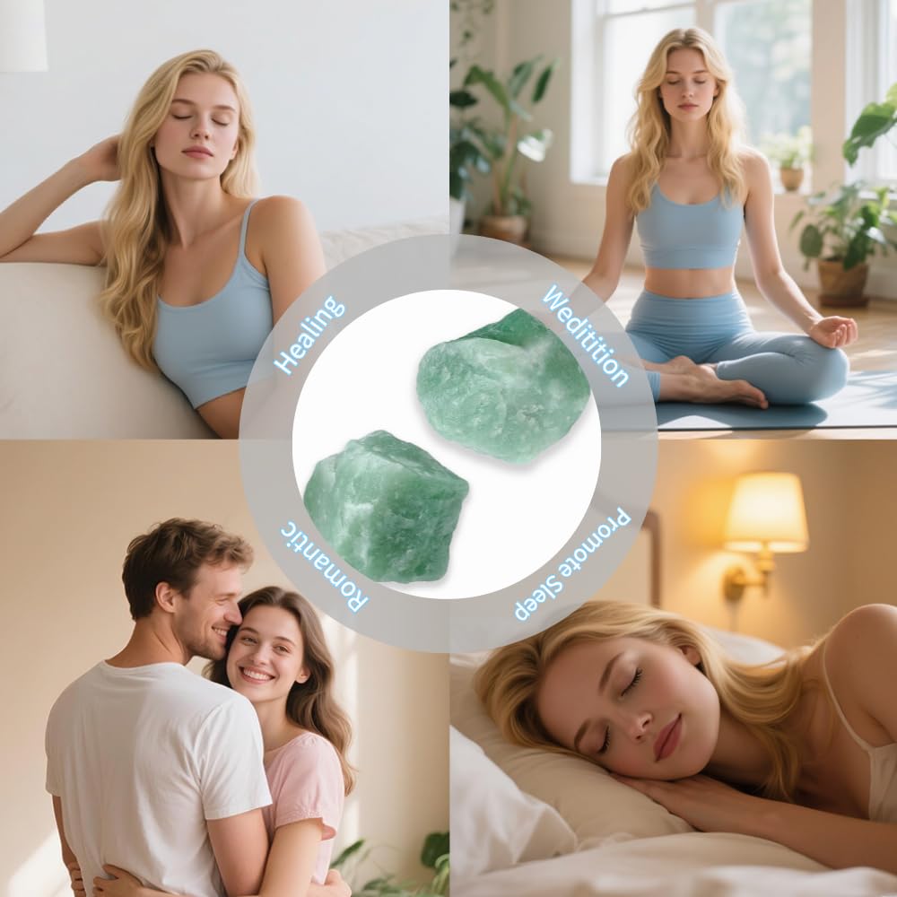 2PCS Natural Raw Stone Healing Crystals Bulk Healing Gemstones for Reiki Tumbling Fountain Rocks Meditation Garden Home Decor (Green Aventurine)