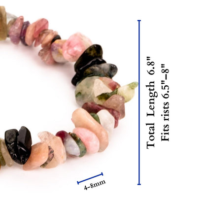 Herxion Tourmaline Bracelet for Women & Men- Natural Raw Protection Bracelet, Irregular Chips Stretch Healing Crystals Bracelets Anxiety Relief Jewelry for Calm, Balance & Peace