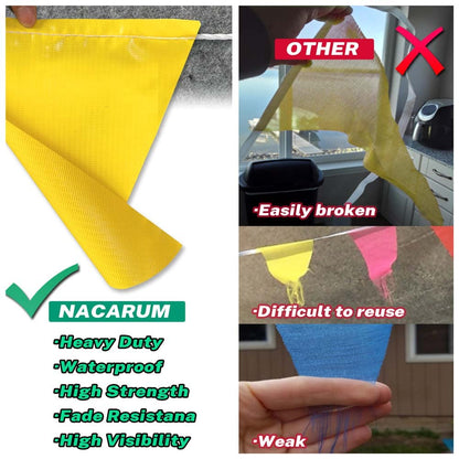 NACARUM 102ft Party/Celebration Multicolor Pennant Banner Flags | OSHA 500lb Rated | Strand Fade Resistant