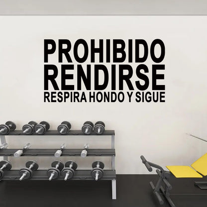 Motivational Quotes Wall Stickers for Gym: Office Inspirational Positive Wall Decals Vinyl Art for Classroom School Bedroom Living Room - Spanish Prohibido Rendirse 21" X 11"
