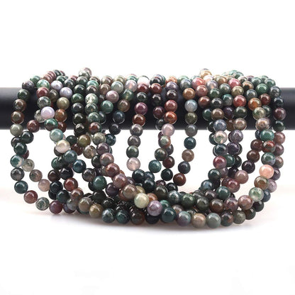 ICAI Beads 10mm Natural India Agate Gemstone Round Loose Stone Beads for Jewelry Making DIY Crafts Design 1 Strand 15" APPR.34-36pcs
