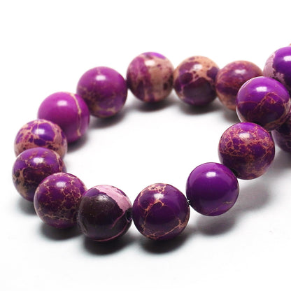 DIQIO Imperial Sea Sediment Beads for Jewelry Making - 6mm Stone Round Gemstone Beads for Bracelets(58-60pcs, Purple Imperial Sea Sediment)