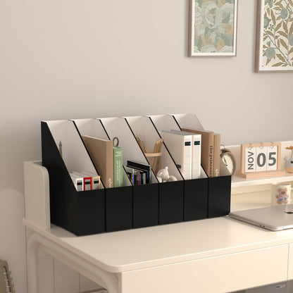 EXYGLO 12 Pack Black Magazine File Holder, Cardboard Magazine Rack with Label, Foldable Storage Organizer Box for Book, Documents, 9.9x3.3x12 Inches