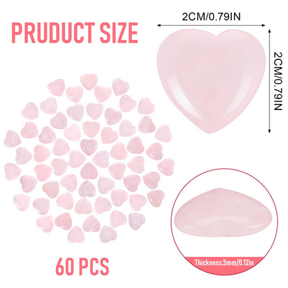 Guiqulai 60 Pcs Rose Quartz Crystals,Heart Natural Polished Crystal,0.8 Inch Mini Healing Stone,Worry Stone Bulk,Love Carved Palm Thumb Gemstone for Reiki Energy Balancing Meditation(Pink)