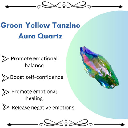 Crystals, Rocks, Jade, Crystals and Healing Stones, Witchcraft Supplies, Healing Crystals, Stones, Healing Stones, Rock Collection, Agate, Raw Stones (Green-Yellow-Tanzine Aura Quartz, 2 Pcs)