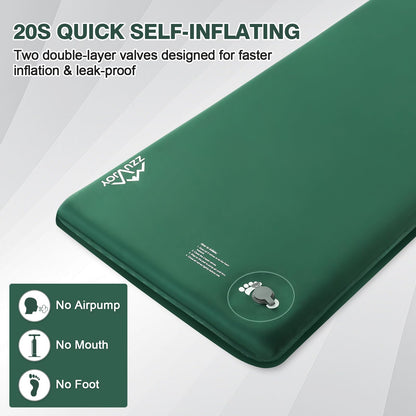 Zzuvjoy Memory Sleeping Pad, 3.1" Ultra-Thick Foam Sleeping Mats for Camping, 9.5 R-Value Insulated Self Inflating Sleeping Pad with Pillow, Camping Mattress Pad for Car Travel Tent