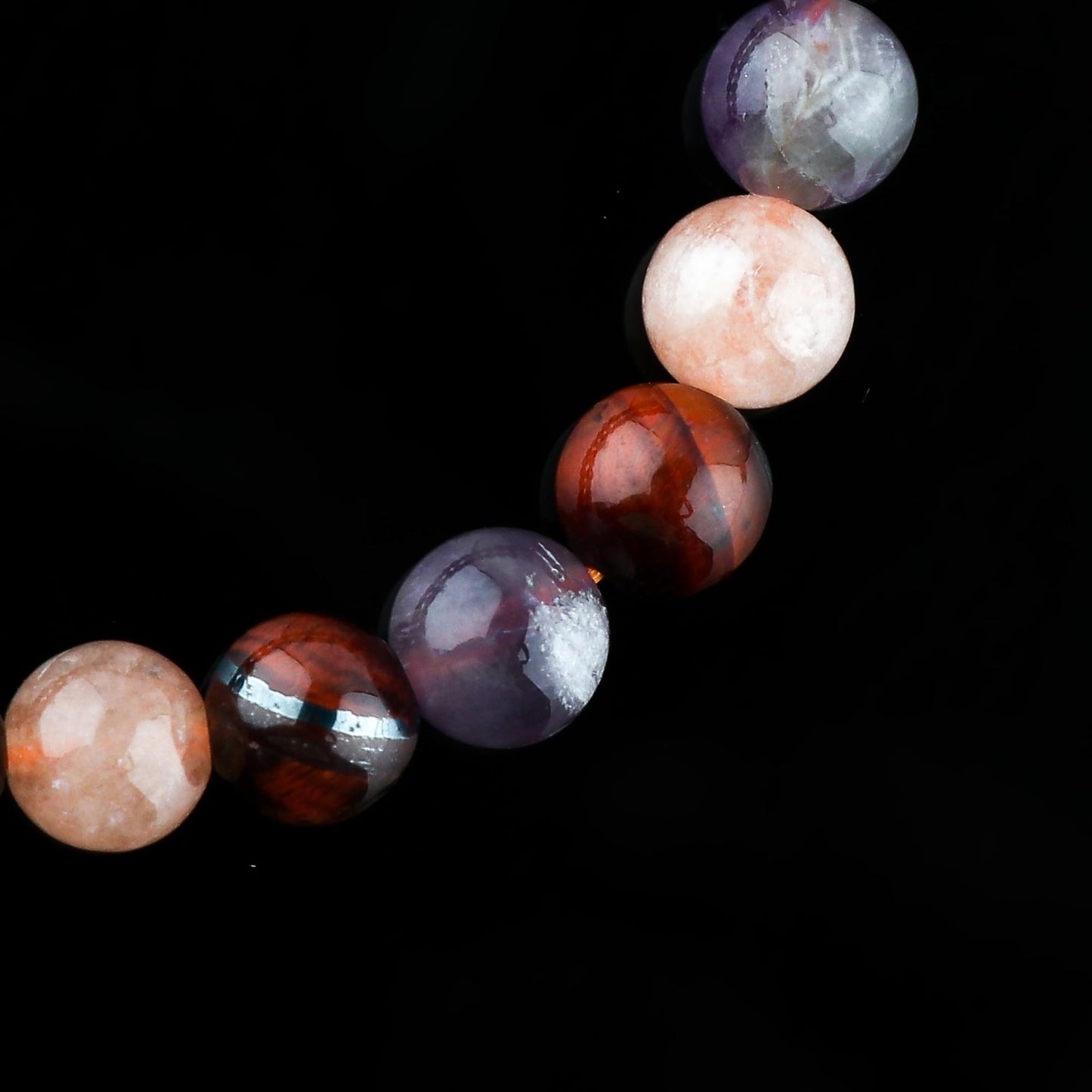 CRYSTALIS Triple Protection Bracelet | Stretchable Elastic Bracelet | Beaded Gemstone Jewelry, Birthstone, Healing, Chakra, Yoga Balancing, Reiki | [Sunstone+Amethyst+Tiger Eye]