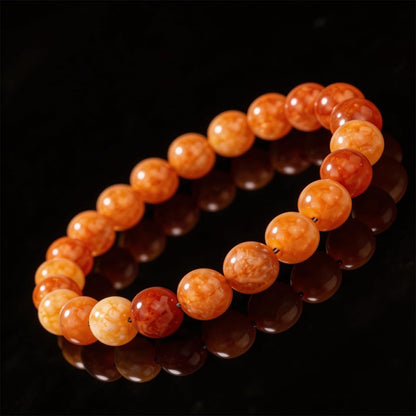 Natural Orange Calcite Bracelet for Women, Sun Stone Healing Crystal Adjustable Stretchy 8mm Round Beads Bracelets Reiki Chakra Man Jewelry Gifts (Orange Calcite)