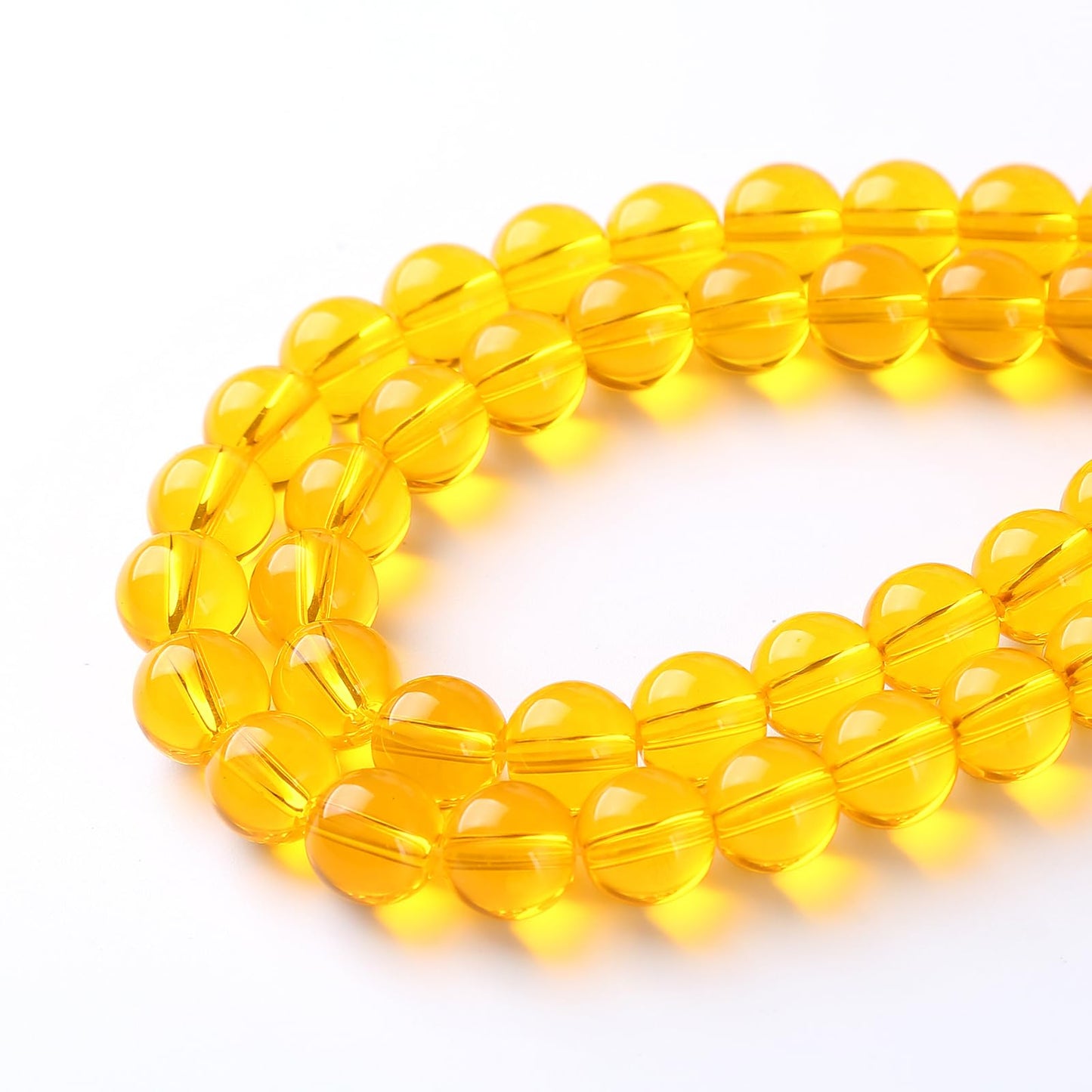 32pcs 12mm Smooth Yellow Crystal Glass Beads Citrine Round Loose Beads for Jewelry Making DIY Bracelet Necklace 15" Energy Healing Power Stone Beads