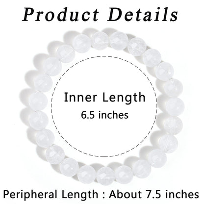 MAIBAOTA Clear Quartz Bracelet, Healing Crystal Bracelets for Women, 8 mm Natural Crystal Beaded Bracelets, Crystal Jewelry Gifts for Mom, Mothers Day Gifts
