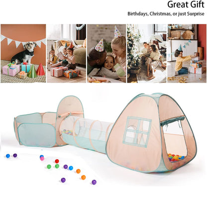 UTEX 3 in 1 Pop Up Play Tent with Tunnel, Ball Pit for Kids, Boys, Girls, Babies and Toddlers, Indoor/Outdoor Playhouse