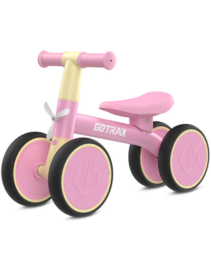 Gotrax Baby Balance Bike 1-2 Years, 7" Front & Rear Silent Wheels, Sturdy Steel Frame 66 lbs Load, Quick 2-Min Assembly, CPC Certified, Comfortable Soft Seat, Toddler Birthday Gift for Boys&Girls Pink