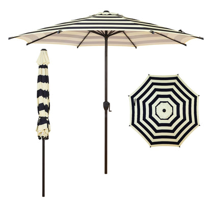 Abba Patio 9FT Lyon Outdoor Patio Umbrella Outdoor Table Umbrella with Push Button Tilt and Crank Market Umbrella 8 Sturdy Ribs UV Protection Waterproof for Garden Deck Backyard Pool, Black & Ivory
