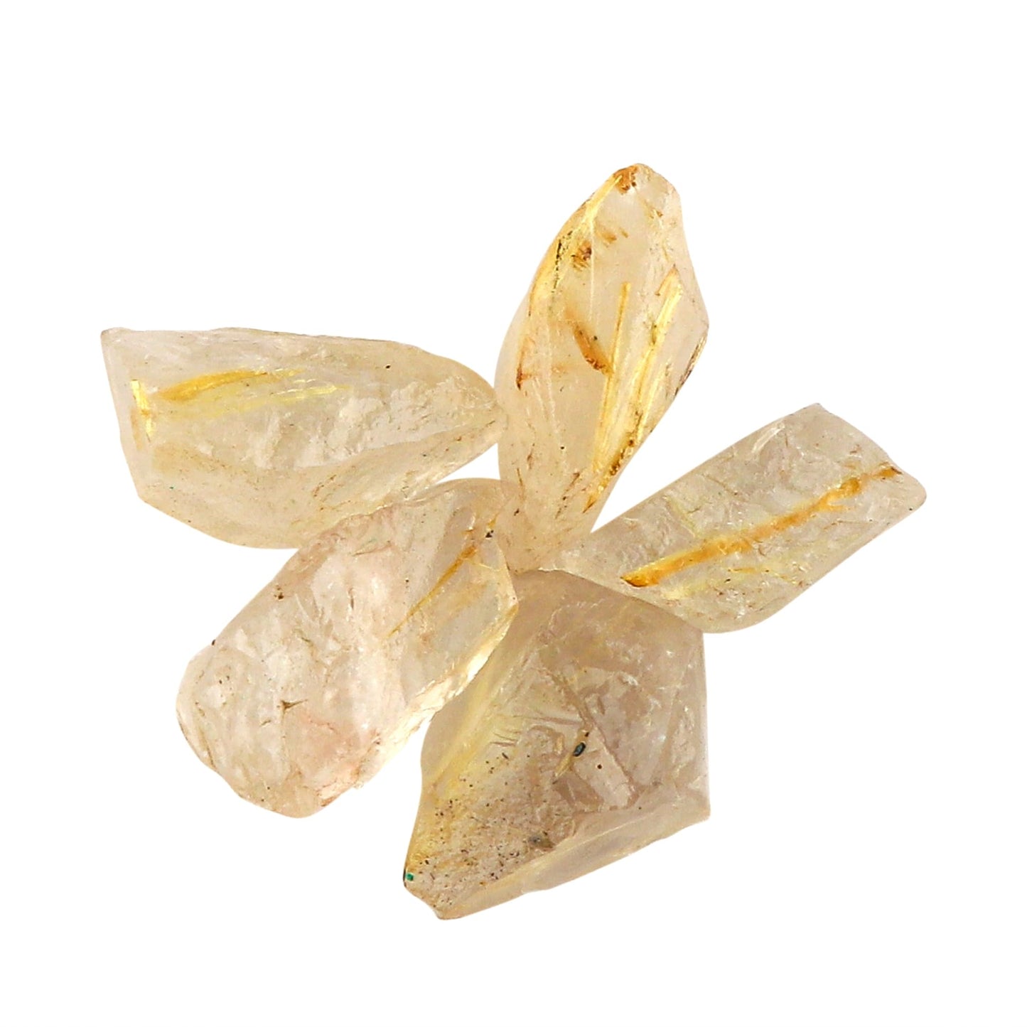 CRYSTALINES 5pcs AAA Grade Wholesale Natural Raw Golden Rutiled Quartz Gemstone, Untreated Rough Stone, Bulk Loose Supplies, DIY Jewelry Making, Healing Crystals, Birthstone, Gem Collection