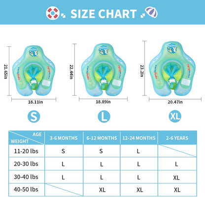 New Upgraded Swimbobo Baby Swimming Float Kids Inflatable Swim Ring with Safety Support Bottom Swimming Pool Accessories for 3-36 Months (Blue, L)