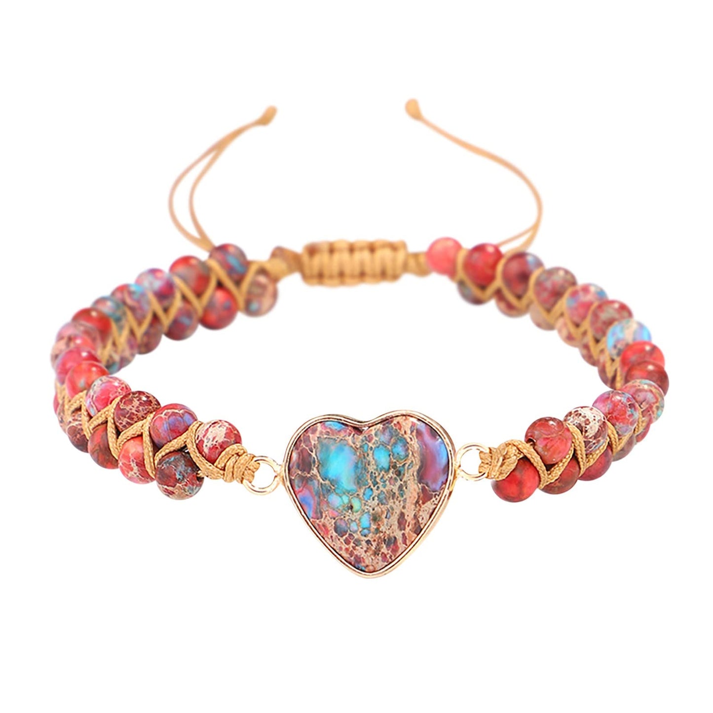 Healing Stone Bracelet Beads Yoga Bracelet Turquoise Natutal Stone Chakra Crystal Energy Heart Charm Bracelet Handmade