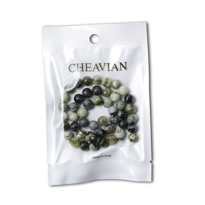 CHEAVIAN 45PCS 8mm Natural Green Vine Jasper Round Loose Beads for Jewelry Making 1 Strand 15"