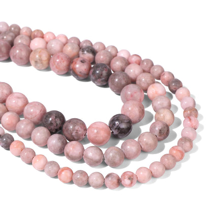 40pcs 10mm Natural Pink Zebra Gemstone Beads Healing Crystal Round Loose Stone Beads for Jewelry Making, Crystal Stone Beads for Bracelets Necklace Earrings Making