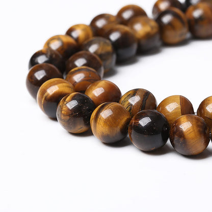 90PCS 8mm Natural Yellow Tiger Eye Stone Beads Semi Gemstone Round Loose Beads for Jewelry Making 32" 2 Strand DIY Bracelet Necklace Earrings