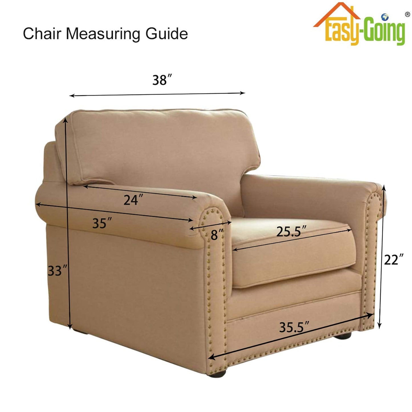 Easy-Going Stretch Chair Sofa Slipcover 1-Piece Couch Sofa Cover Furniture Protector Soft with Elastic Bottom for Kids, Pet. Spandex Jacquard Fabric Small Checks (Chair, Dark Gray)