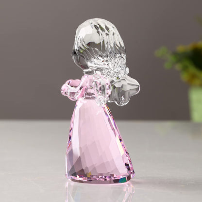 Crystal Little Angel Christmas Birthday Gifts Cherub Figurine Paperweight Decor Ornaments Art Collecible (Pink)