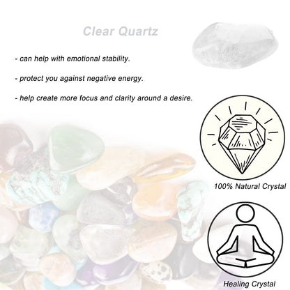 Clear Quartz Healing Crystal Stones, 1.25-2.0" Large Reiki Healing Gemstones Natural Tumbled Polished Stones for Energy Witchcraft Therapy Meditation