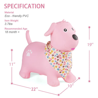 INPANY Bouncy Dog Hopper for Toddlers-Hopping/Bouncing/Bounce Hoppers, Jumping Toys, Inflatable Ride-on Animal Toy for Kids/Boys/Girls 2, 3, 4, 5 Years Old Gifts(Pump Included)