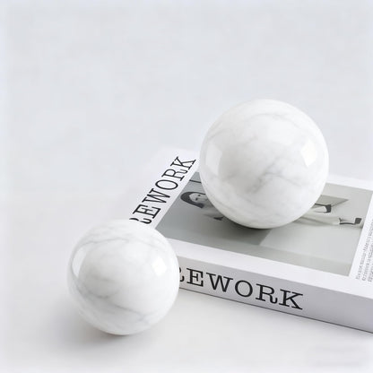 SIRIZEN-DIVING White Natural Marble Decorative Sphere Set, Heavy Solid Stone Balls for Home Decor, Bedroom, Entryway, Hotel, Dining Room Tabletop Display (12cm Diameter)