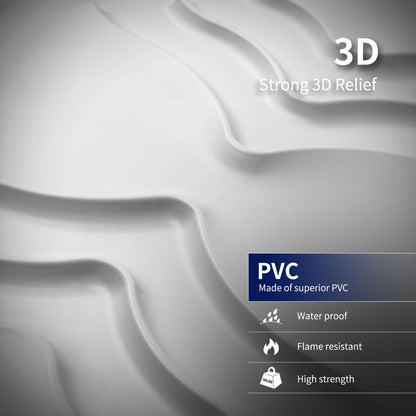 Art3dwallpanels 33 Pack 3D Wall Panel, 2 Different Effects PVC Textured Wall Panels for Interior Wall Décor, 12 x12 Inch Cover 32.Sq.Ft, White