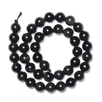 60pcs 6mm Natural Black Obsidian Gemstone Beads Energy Healing Crystal Round Loose Stone Beads for Jewelry Making, DIY Bracelets Necklaces