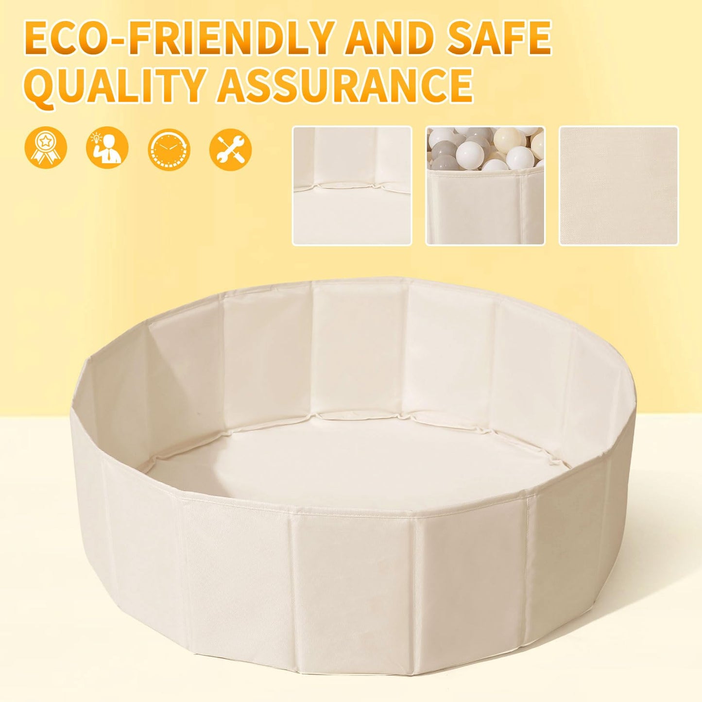 31 Inch Beige Ball Pits for Toddlers Dogs Cats, Kids Ball Pits Play Tent, Collapsible Ball Pits Crawl Playpen Ball Pool with Storage Bag, Gift for Boys Girls Dogs Pets Birthday (Balls Not Include)