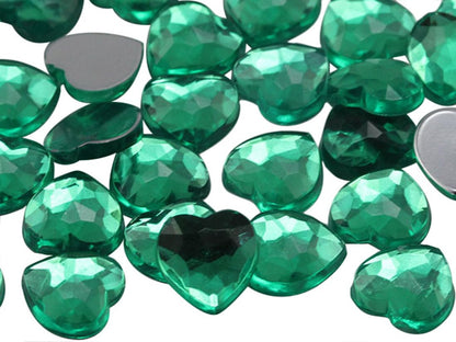 KraftGenius Allstarco 8mm Flat Back Heart Acrylic Rhinestones Tiny Face Gems Body Jewels Card Making Embelishments - 100 Pieces (Green Xmas JG02)