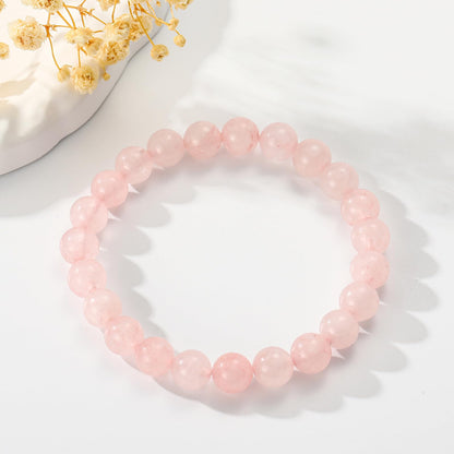 Gnamy Rose Quartz Crystal Beaded Bracelet for Women, Gemstone Bracelet Natural Stone Anxiety Healing Handmade Protection Birthday Christmas Valentines Jewelry Gifts for Best Friend Her Mom Daughter Girlfriend