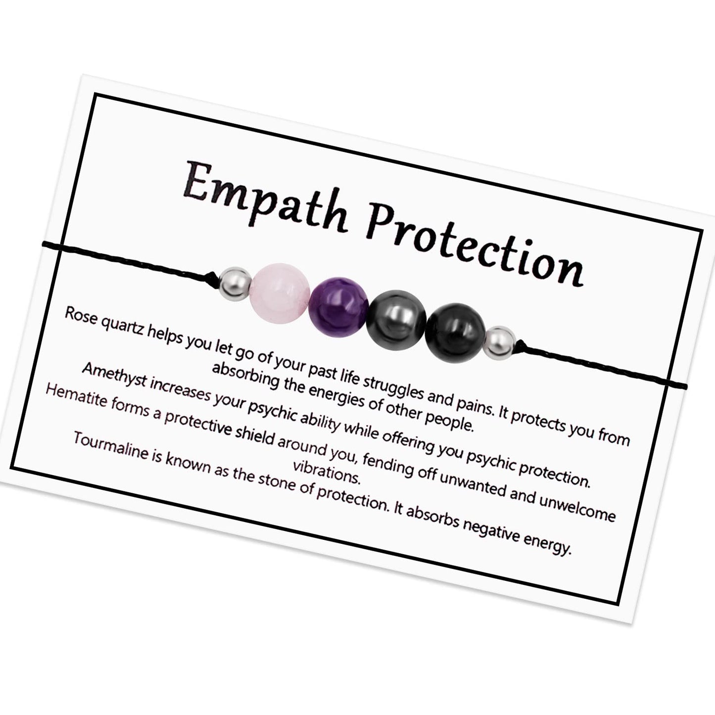 Crystal Bracelet for Women Men Spiritual Crystals and Healing Stones Bracelets Natural Healing Crystal Beads Bracelet Amethyst Gem Bracelet for Anxiety Relief Healing Crystals Jewelry (Empath Protection)