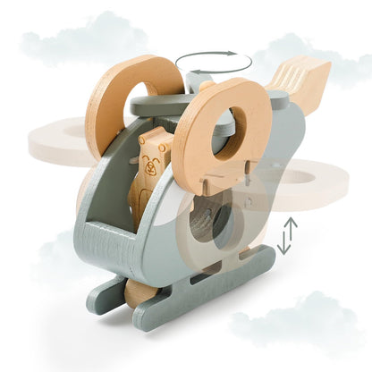 EERKEOD Wooden Airplane for Toddlers - Air Transport Vehicles Play Set, Montessori Push Toy for Babies, Children Birthday Gift