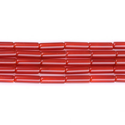 HAAMIIQII Natural Red Carnelian Tube Beads 13x4mm Column Stone Cylinder Gemstone Loose Beads for Jewelry Making Strand 15 Inch (28-29pcs)