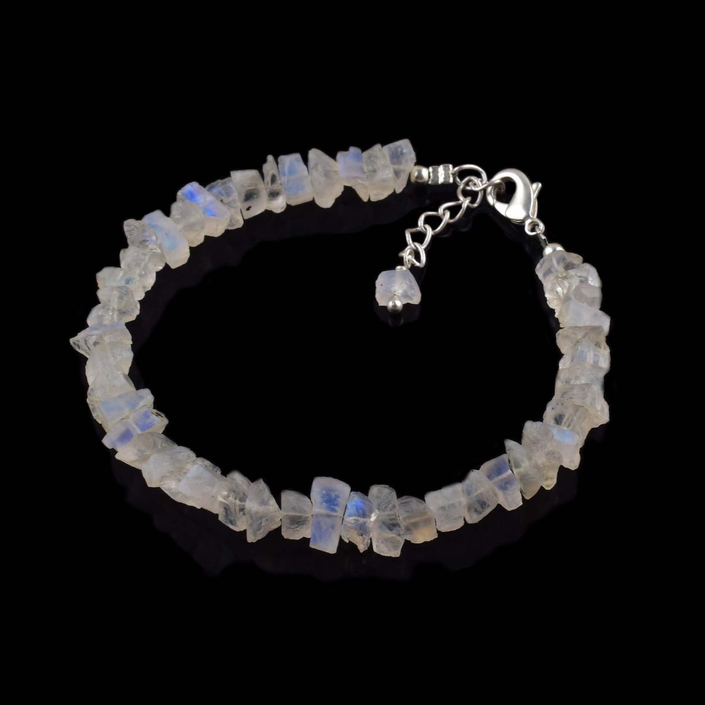 Natural Raw Rainbow Moonstone Bracelet, Rough Beads Gemstone, Healing Crystals, Birthday, Gift for Her, Gemstone Jewelry for Women, Pretection Bracelet