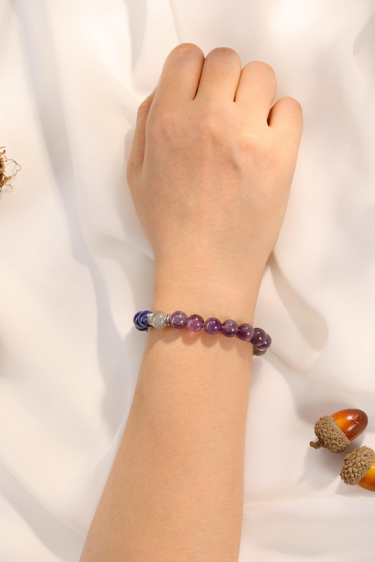 Top Plaza Healing Chakra Anxiety Bracelets for Women Natural 8mm Crystal Gemstone Beaded Protection Bracelet Good Luck Energy Jewelry Gifts for Mom - Style 1