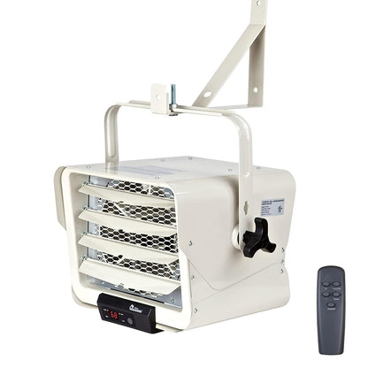 DR. INFRARED HEATER NEW Upgraded DR-975 7500-Watt 240-Volt Hardwired Shop Garage Electric Heater, Wall/Ceiling Mounted with Remote Controlled Thermostat White