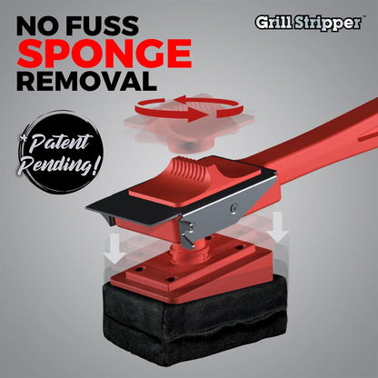 GRILL STRIPPER Bristle Free Grill Brush For Outdoor Grill - Steam Grill Brush Bristle Free with Patent Pending Triple Scraper and Dishwasher Safe Replaceable Fire Resistant Steam Sponge